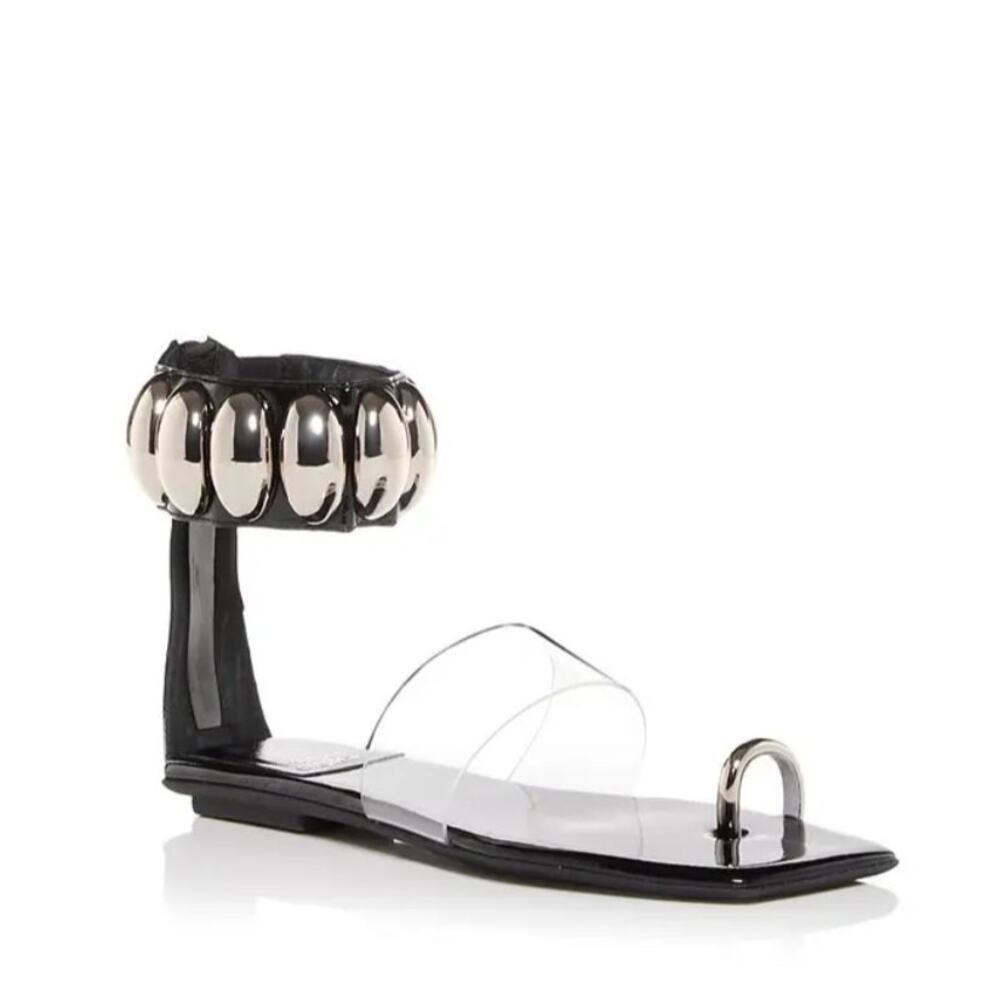 Jeffrey Campbell Island Sandals Ankle Strap Embellished Patent Casual 6.5M